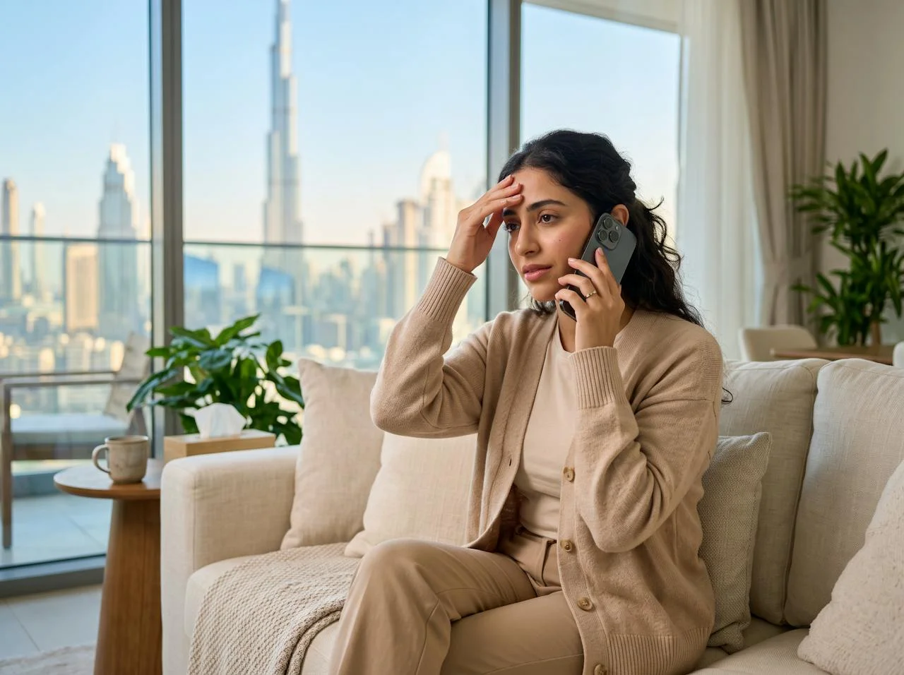Home 12 Patient calling to book a doctor on call home visit in Dubai