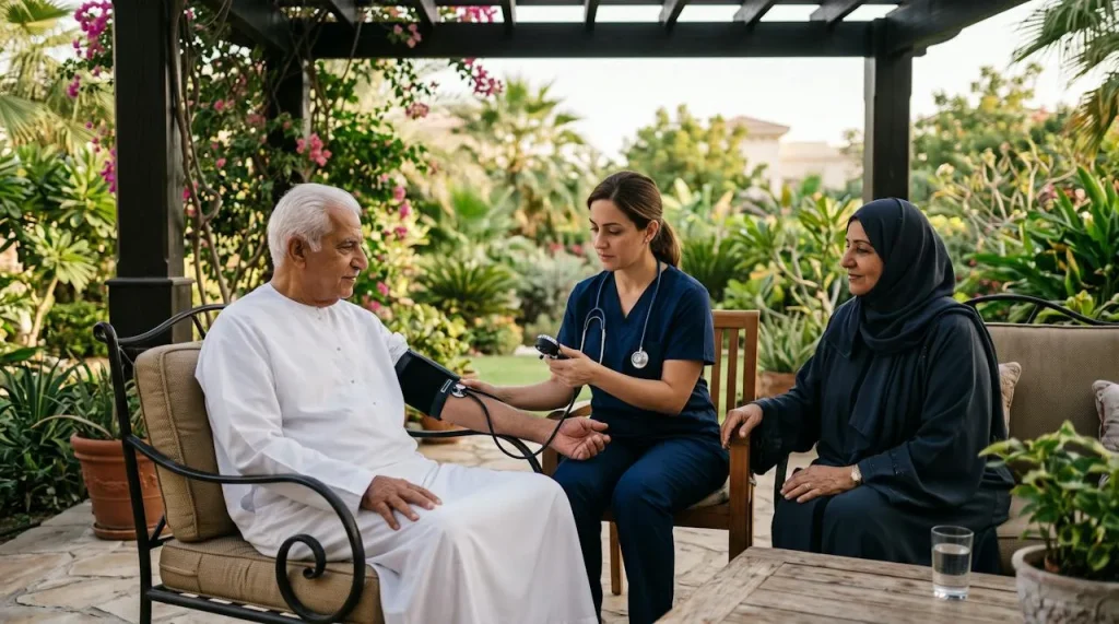 Doctor home visit in Al Barari – patient treated at home by Vitals Healthcare