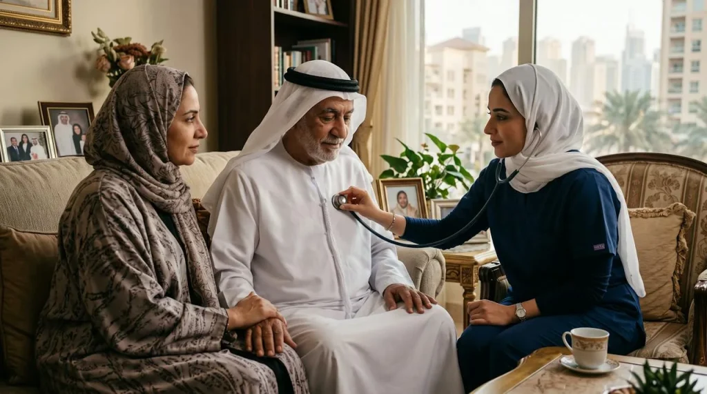 Doctor home visit in Al Barsha – patient treated at home by Vitals Healthcare