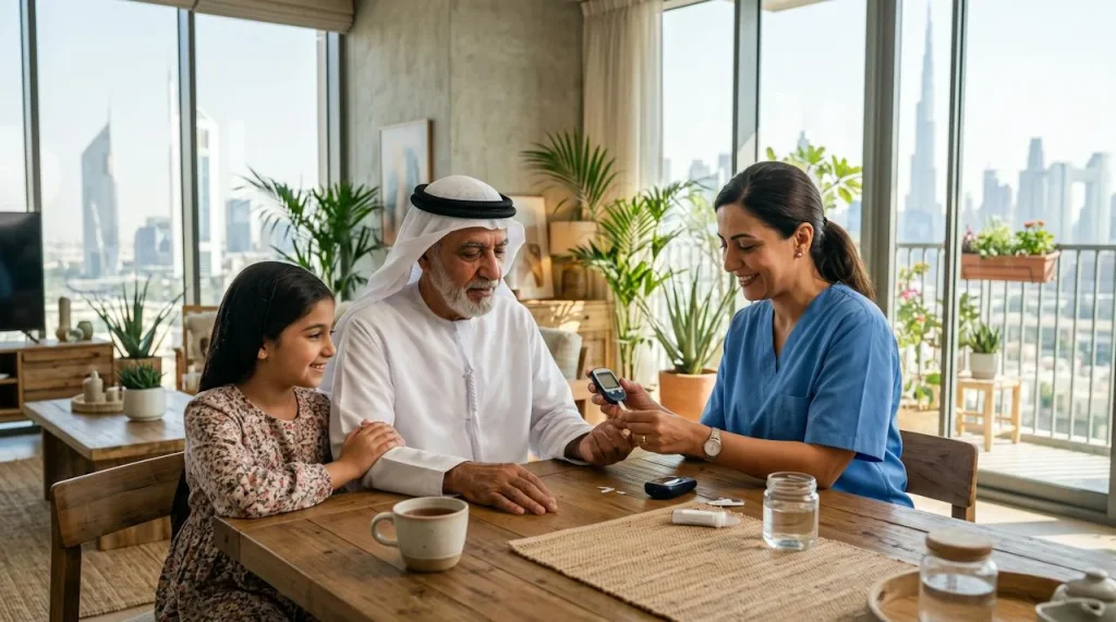Doctor home visit in Expo City Dubai – patient treated at home by Vitals Healthcare