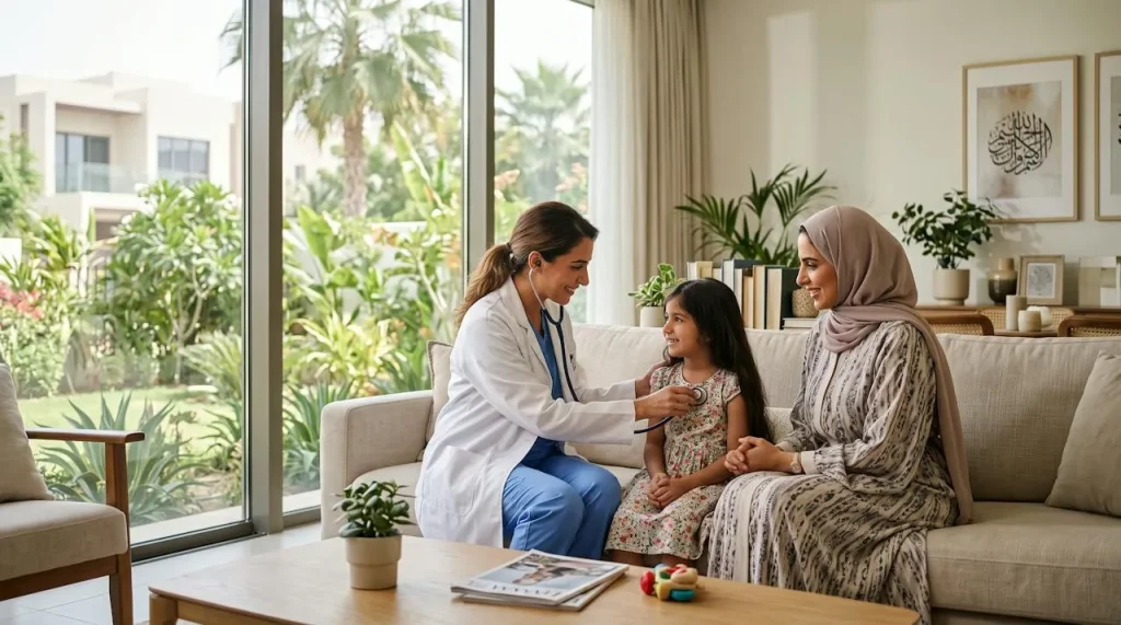 Doctor home visit in The Springs and Jumeirah Park – patient treated at home by Vitals Healthcare