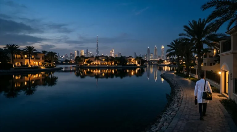 Doctor on call at night in Dubai, 24/7 medical access